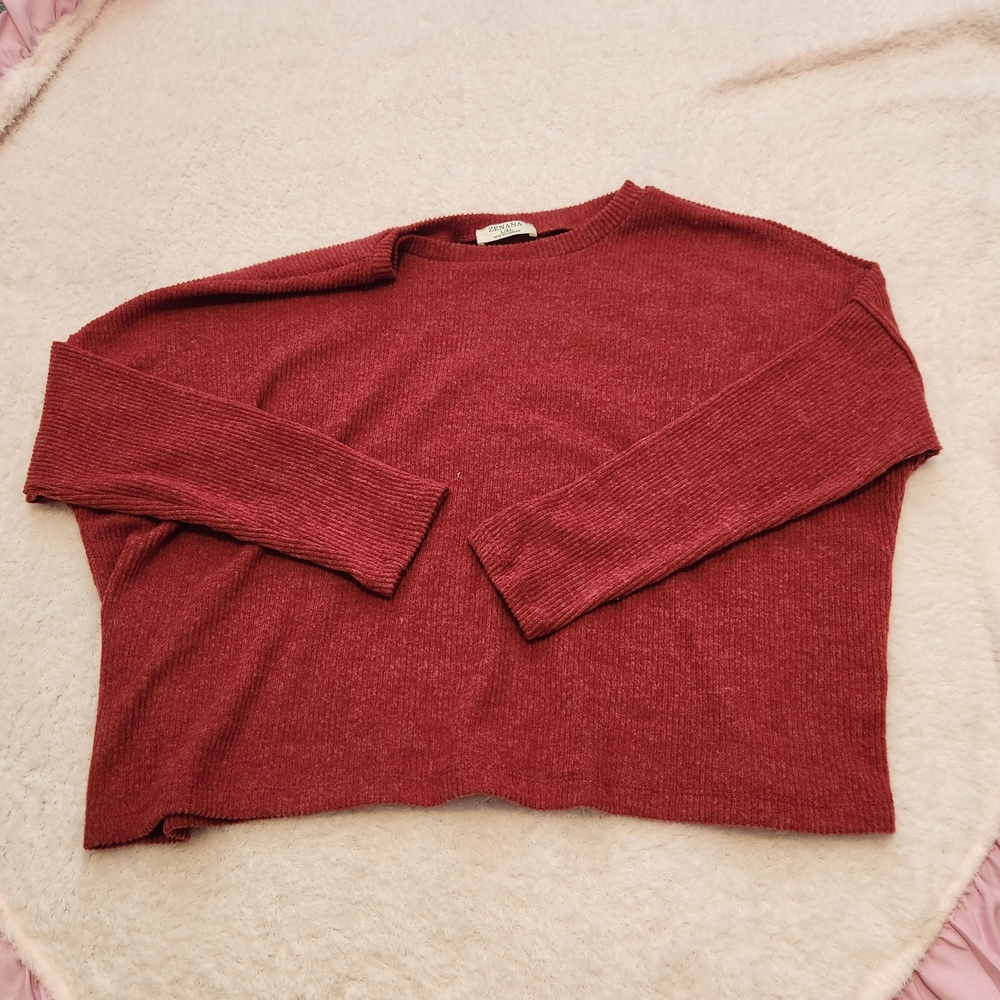 Willow Boutique Zenana Red Ribbed Sweater